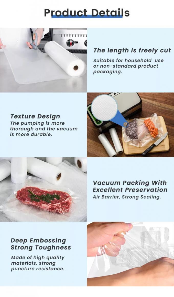 El SGS reutilizable versátil plástico del bolso de vacío del refrigerador de Reheatable grabó en relieve 0 durable
