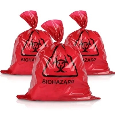 Bolsos médicos de la eliminación de residuos del Biohazard rojo del LDPE/del HDPE