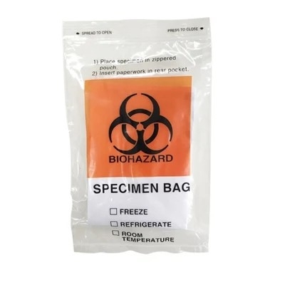 3 / Bolsos aptos para el autoclave médicos claros del Biohazard del LDPE de 4 capas para la colección de espécimen